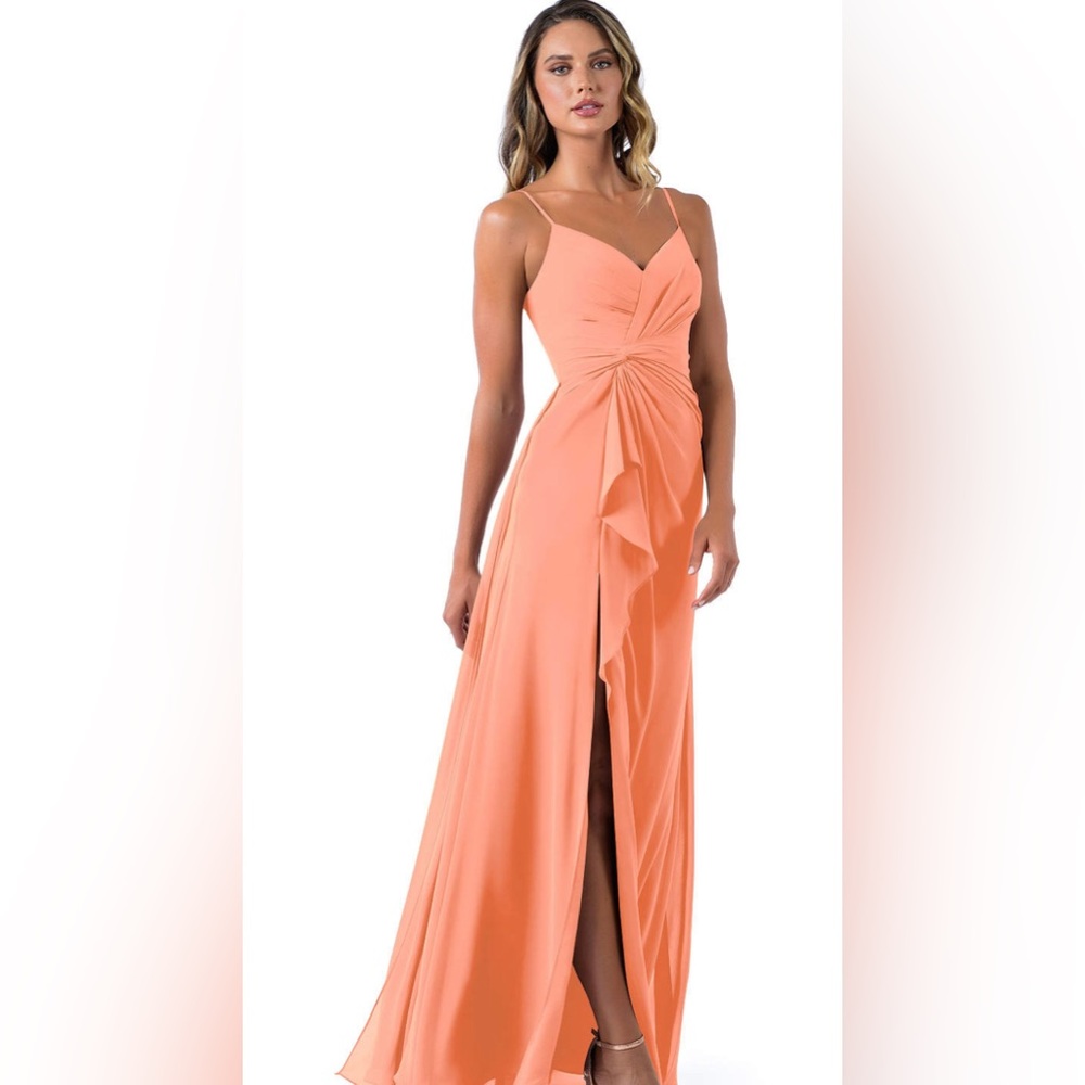 AZAZIE Spaghetti Strap Floor Length Dress Worn Once - Sunset Orange Size A10